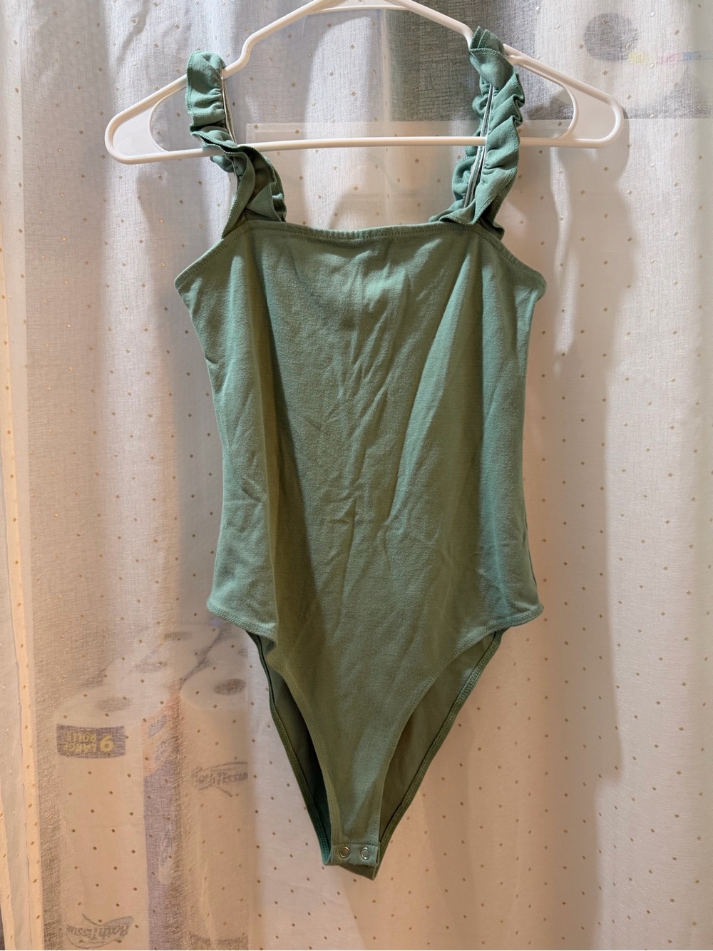 Forever 21 Green Ruffle-Strap Bodysuit